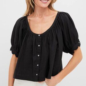 TUCKERNUCK Black Linen Tully Top SMALL